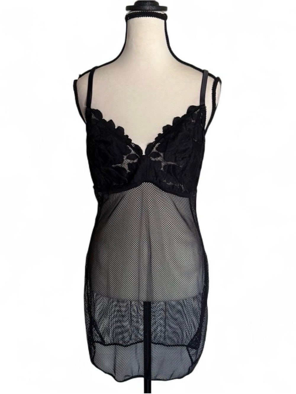 Savage X Fenty Black Lace Mesh Slip Chemise Lingerie - Size 1X